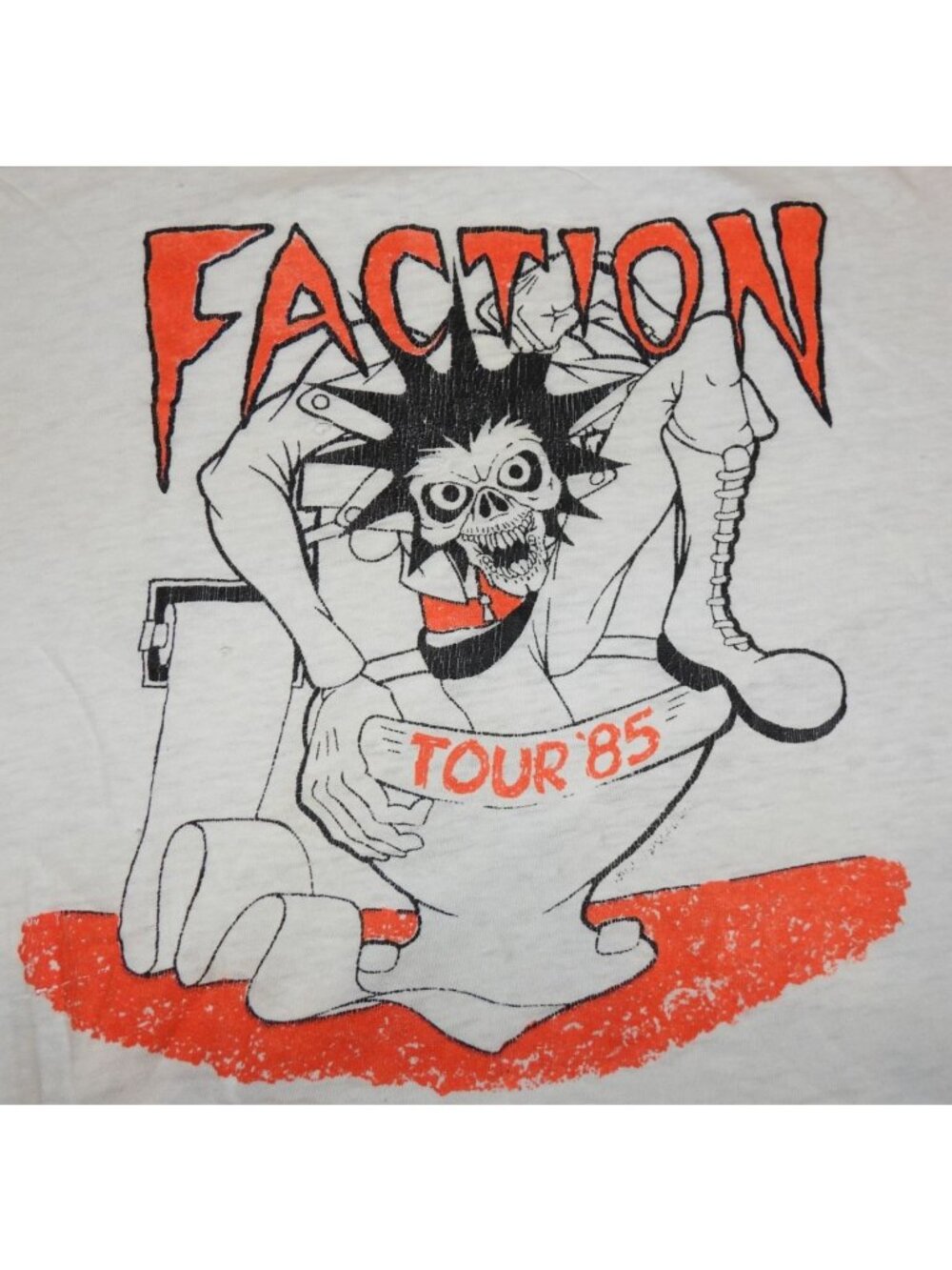 Vintage 1985 Faction Punk Rock Music Tour Single Stitch T-Shirt Medium Thrashed - Picture 4 of 7